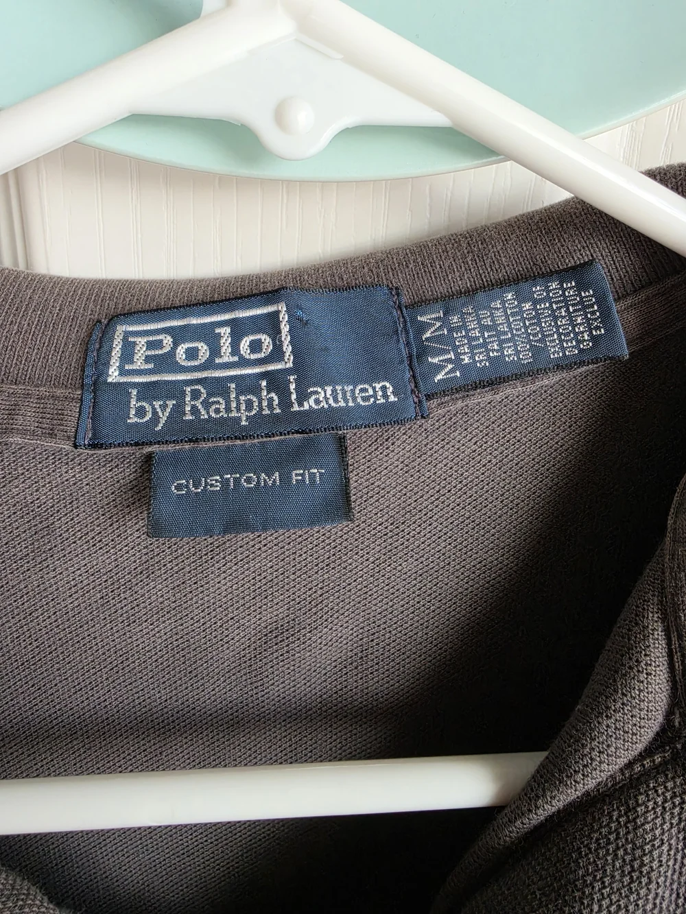 Classic short-sleeve Polo Ralph Lauren mesh polo shirt in Brown/Gray Sz M